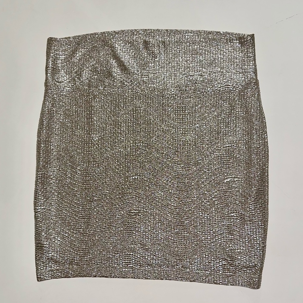 Decree mini bodycon golden metallic slip on skirt
